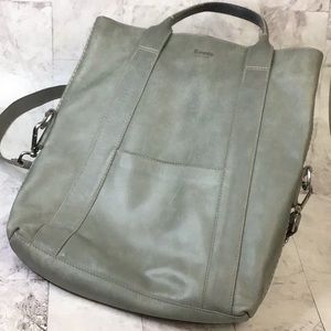 Roots Sage Green Leather Tote Bag